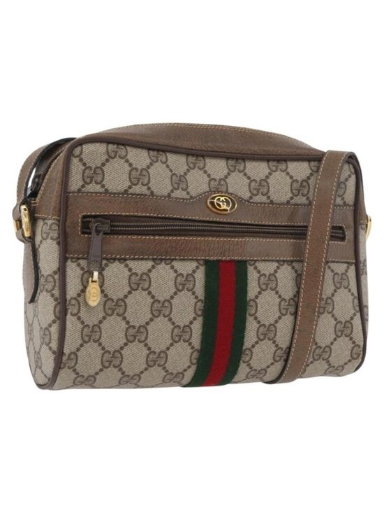 GUCCI Handbags - Authentic GUCCI GG Supreme Web Sherry Line Bag PVC Beige Gold 904 02 004